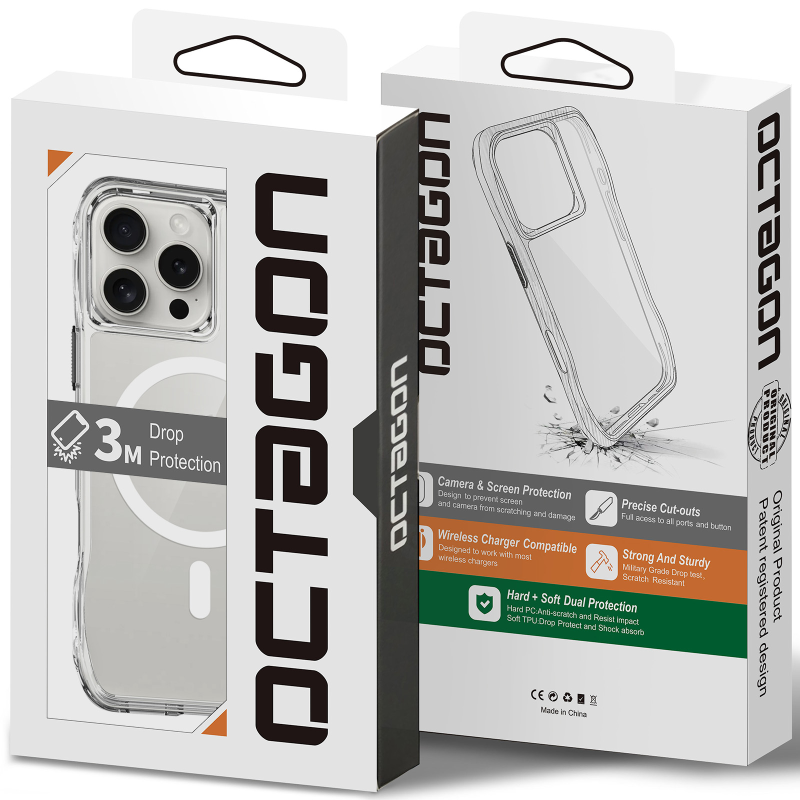 Чехол TPU Space Octagon with MagSafe для Apple iPhone 15 Pro Max (6.7"), Clear 1, TPU, купить оптом с доставкой
