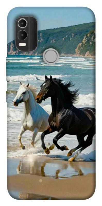 Чехол itsPrint Beach Horses для Nokia C21 Plus, животные, купить оптом с доставкой