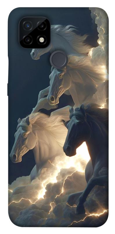 Чехол itsPrint Cloud Horses для Realme C21, животные, купить оптом с доставкой