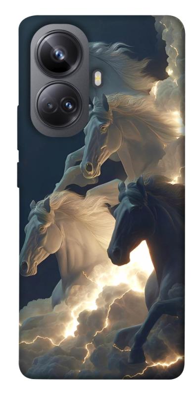 Чехол itsPrint Cloud Horses для Realme 10 Pro+, животные, купить оптом с доставкой