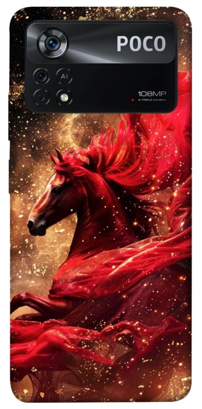 Чехол itsPrint Red sparkles Horse для Xiaomi Poco X4 Pro 5G, животные, купить оптом с доставкой