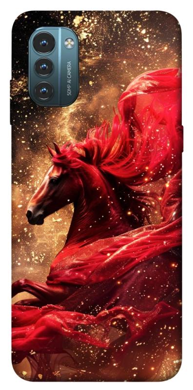 Чехол itsPrint Red sparkles Horse для Nokia G21, животные, купить оптом с доставкой