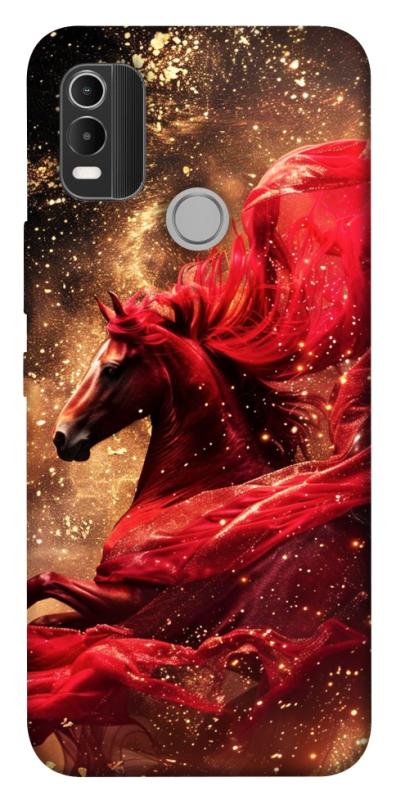 Чехол itsPrint Red sparkles Horse для Nokia C21 Plus, животные, купить оптом с доставкой