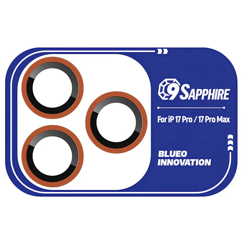 Защитное стекло BlueO Sapphire на камеру для Apple iPhone 17 Pro / 17 Pro Max, Оранжевый / Orange, Закаленное стекло, купить оптом с доставкой