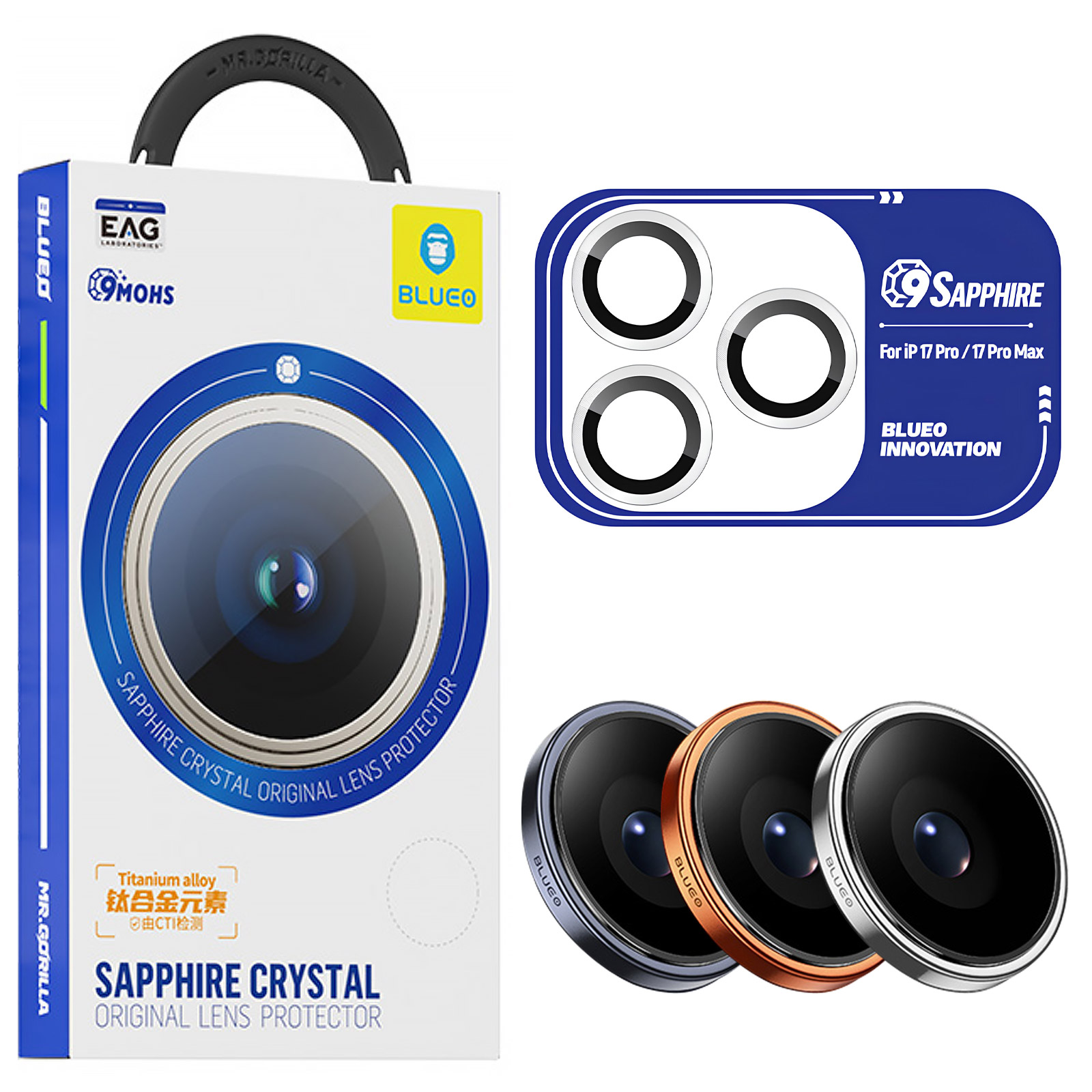Защитное стекло BlueO Sapphire на камеру для Apple iPhone 18 Pro / 18 Pro Max, Закаленное стекло, купить оптом с доставкой