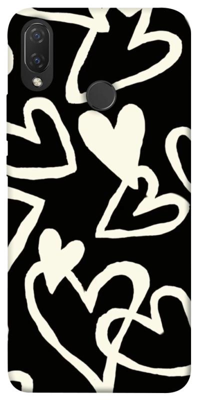 Чехол itsPrint Black and white hearts для Huawei P Smart+ (nova 3i), любовь, купить оптом с доставкой
