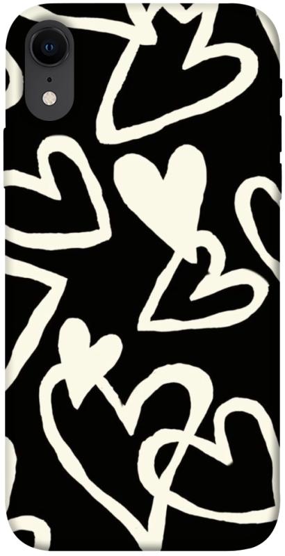 Чехол itsPrint Black and white hearts для Apple iPhone XR (6.1"), любовь, купить оптом с доставкой