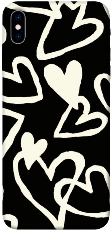 Чехол itsPrint Black and white hearts для Apple iPhone XS Max (6.5"), любовь, купить оптом с доставкой