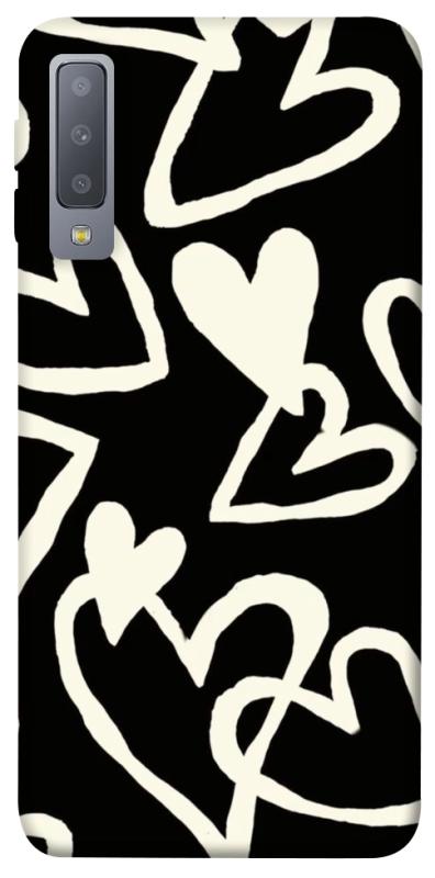 Чехол itsPrint Black and white hearts для Samsung A750 Galaxy A7 (2018), любовь, купить оптом с доставкой
