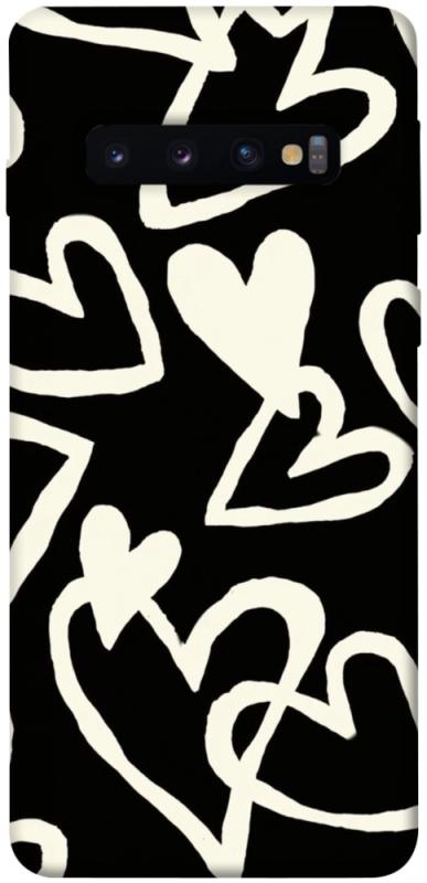 Чехол itsPrint Black and white hearts для Samsung Galaxy S10, любовь, купить оптом с доставкой