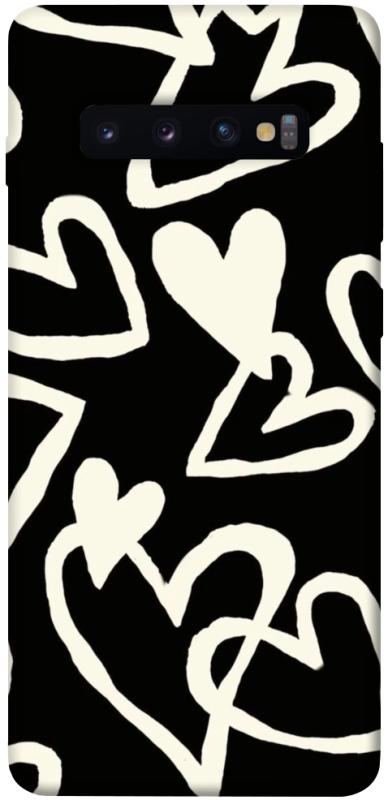 Чехол itsPrint Black and white hearts для Samsung Galaxy S10+, любовь, купить оптом с доставкой