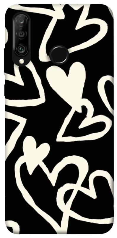 Чехол itsPrint Black and white hearts для Huawei P30 lite, любовь, купить оптом с доставкой