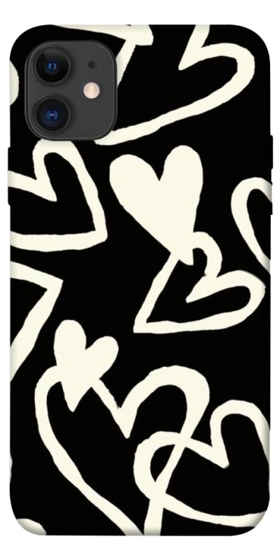 Чехол itsPrint Black and white hearts для Apple iPhone 11 (6.1"), любовь, купить оптом с доставкой