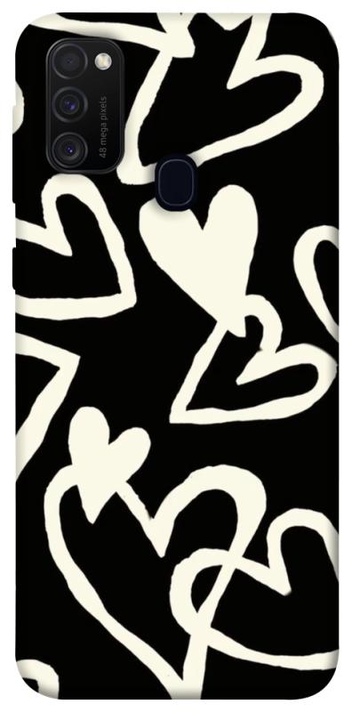 Чехол itsPrint Black and white hearts для Samsung Galaxy M30s / M21, любовь, купить оптом с доставкой