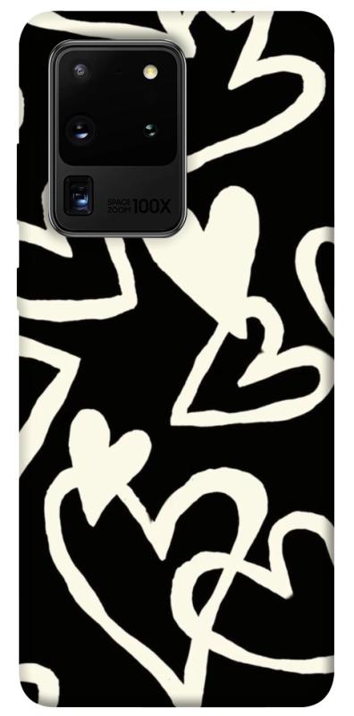 Чехол itsPrint Black and white hearts для Samsung Galaxy S20 Ultra, любовь, купить оптом с доставкой