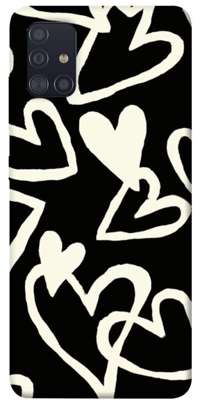 Чехол itsPrint Black and white hearts для Samsung Galaxy A51, любовь, купить оптом с доставкой