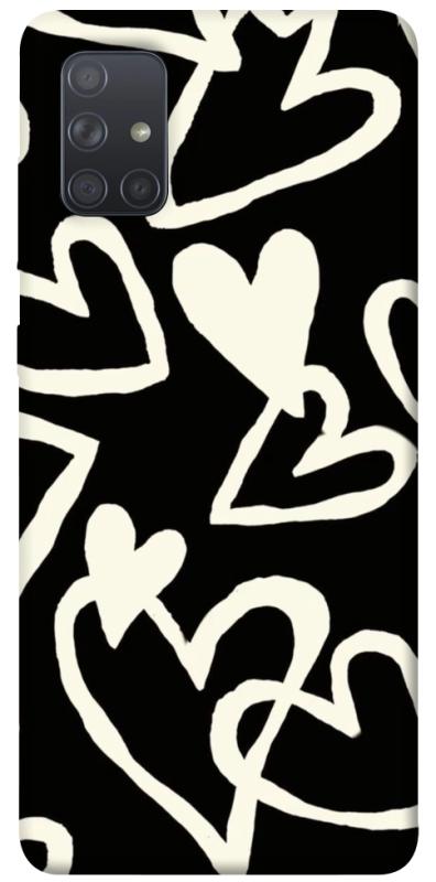 Чехол itsPrint Black and white hearts для Samsung Galaxy A71, любовь, купить оптом с доставкой