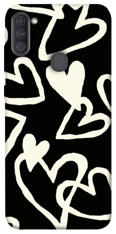 Чехол itsPrint Black and white hearts для Samsung Galaxy A11, любовь, купить оптом с доставкой