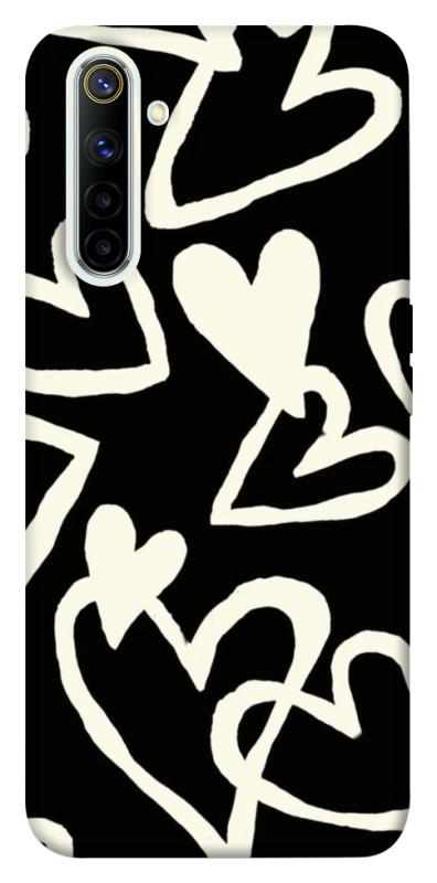 Чехол itsPrint Black and white hearts для Realme 6, любовь, купить оптом с доставкой