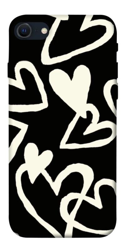 Чехол itsPrint Black and white hearts для Apple iPhone SE (2020), любовь, купить оптом с доставкой