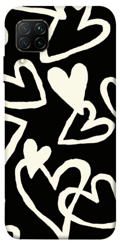 Чехол itsPrint Black and white hearts для Huawei P40 Lite, любовь, купить оптом с доставкой
