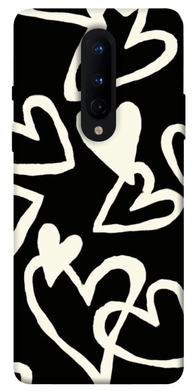 Чохол itsPrint Black and white hearts для OnePlus 8, кохання, купити оптом з доставкою