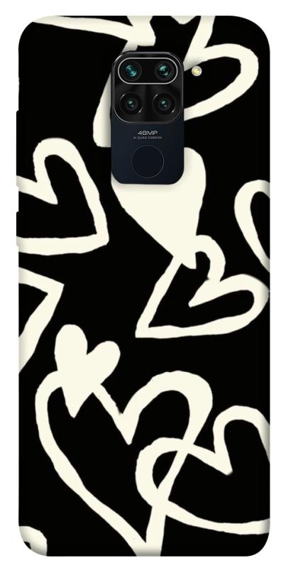 Чехол itsPrint Black and white hearts для Xiaomi Redmi Note 9 / Redmi 10X, любовь, купить оптом с доставкой
