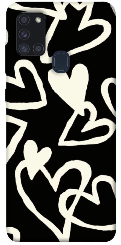 Чехол itsPrint Black and white hearts для Samsung Galaxy A21s, любовь, купить оптом с доставкой