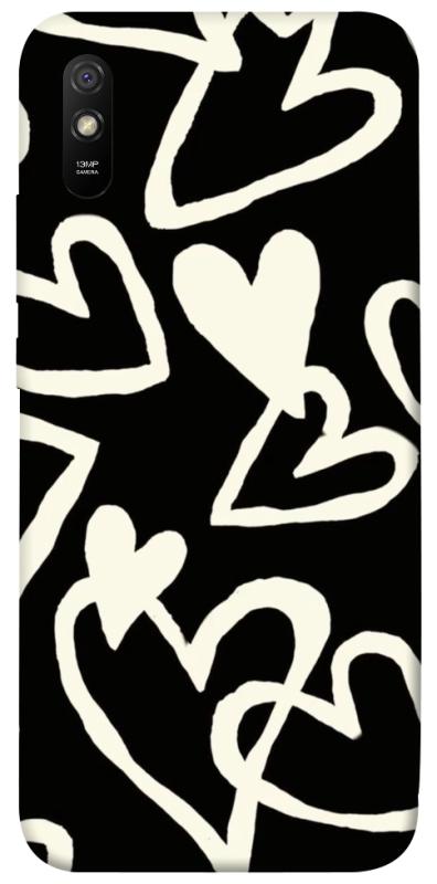 Чехол itsPrint Black and white hearts для Xiaomi Redmi 9A, любовь, купить оптом с доставкой