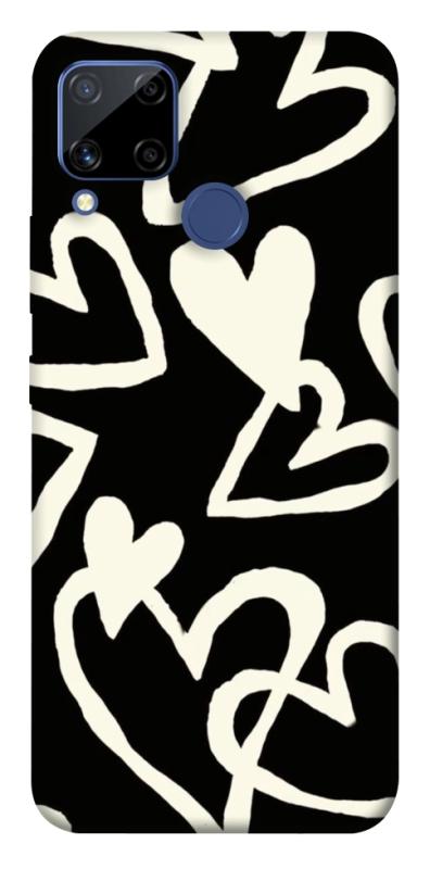 Чехол itsPrint Black and white hearts для Realme C15, любовь, купить оптом с доставкой