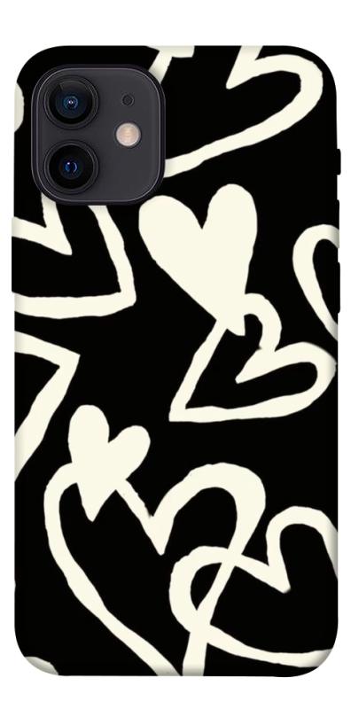 Чехол itsPrint Black and white hearts для Apple iPhone 12 mini (5.4"), любовь, купить оптом с доставкой
