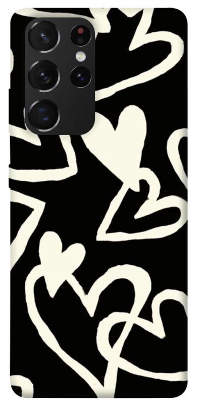 Чехол itsPrint Black and white hearts для Samsung Galaxy S21 Ultra, любовь, купить оптом с доставкой