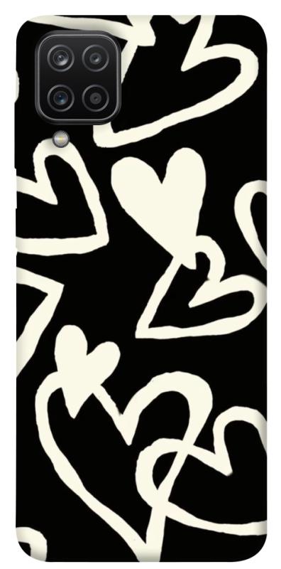 Чехол itsPrint Black and white hearts для Samsung Galaxy A12, любовь, купить оптом с доставкой