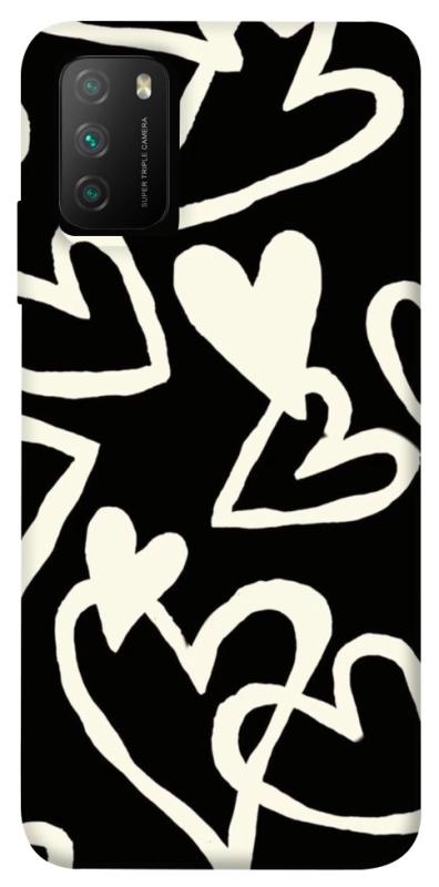 Чехол itsPrint Black and white hearts для Xiaomi Poco M3, любовь, купить оптом с доставкой