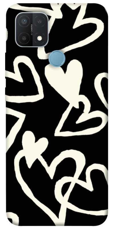 Чохол itsPrint Black and white hearts для Oppo A15s / A15, кохання, купити оптом з доставкою