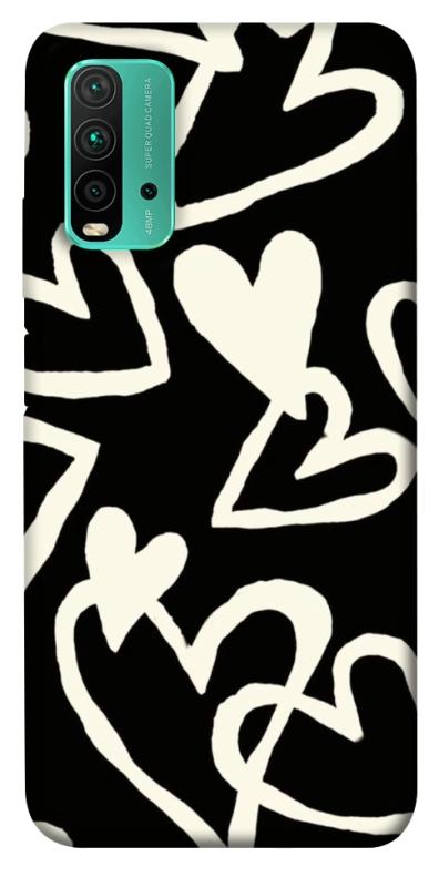 Чехол itsPrint Black and white hearts для Xiaomi Redmi Note 9 4G / Redmi 9 Power / Redmi 9T, любовь, купить оптом с доставкой
