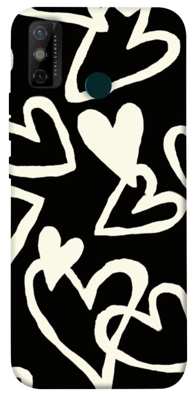 Чехол itsPrint Black and white hearts для TECNO Spark 6 Go, любовь, купить оптом с доставкой