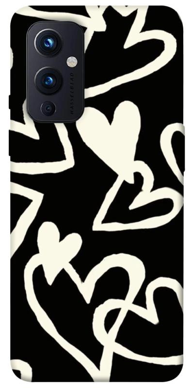 Чехол itsPrint Black and white hearts для OnePlus 9, любовь, купить оптом с доставкой