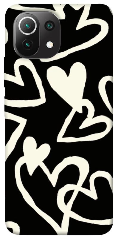 Чохол itsPrint Black and white hearts для Xiaomi Mi 11 Lite, кохання, купити оптом з доставкою