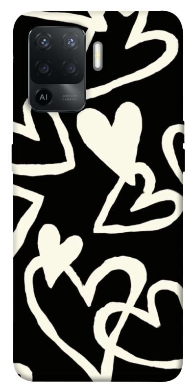 Чехол itsPrint Black and white hearts для Oppo Reno 5 Lite, любовь, купить оптом с доставкой