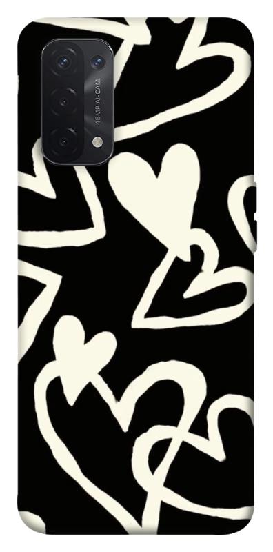 Чехол itsPrint Black and white hearts для Oppo A54 4G, любовь, купить оптом с доставкой