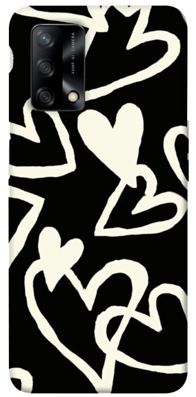 Чехол itsPrint Black and white hearts для Oppo A74 4G, любовь, купить оптом с доставкой