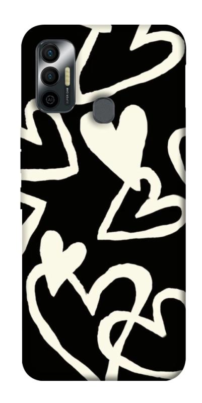 Чехол itsPrint Black and white hearts для TECNO Spark 7, любовь, купить оптом с доставкой