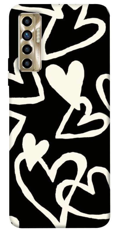 Чехол itsPrint Black and white hearts для TECNO Camon 17P, любовь, купить оптом с доставкой