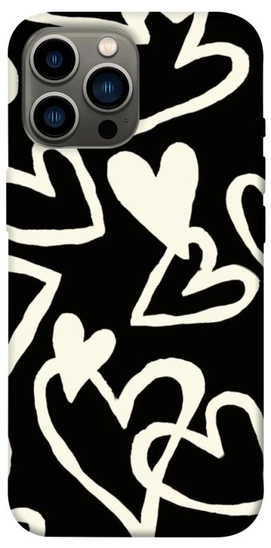Чехол itsPrint Black and white hearts для Apple iPhone 13 Pro Max (6.7"), любовь, купить оптом с доставкой