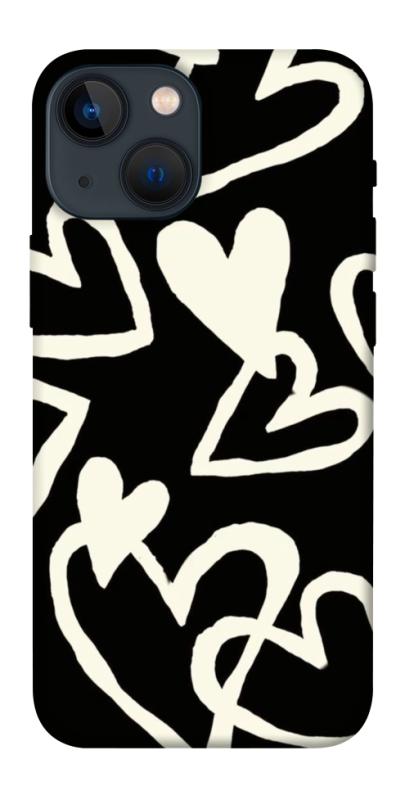 Чохол itsPrint Black and white hearts для Apple iPhone 13 mini (5.4"), кохання, купити оптом з доставкою