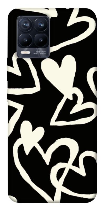Чохол itsPrint Black and white hearts для Realme 8, кохання, купити оптом з доставкою
