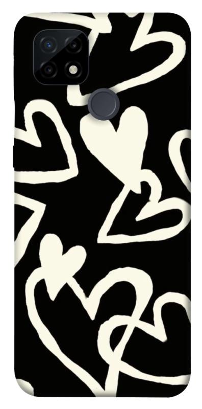 Чехол itsPrint Black and white hearts для Realme C21, любовь, купить оптом с доставкой