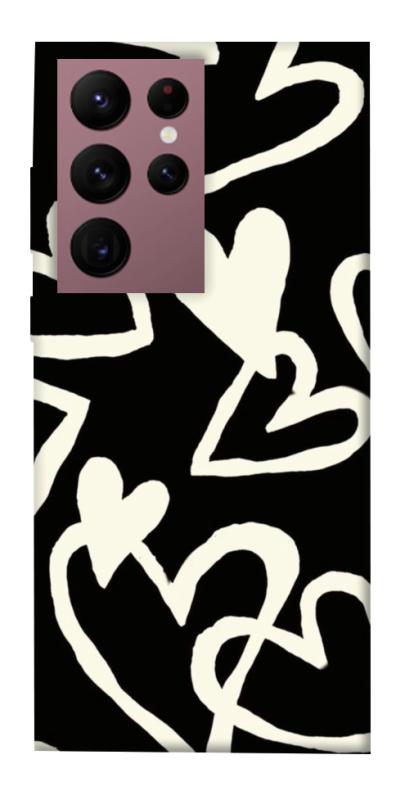 Чехол itsPrint Black and white hearts для Samsung Galaxy S22 Ultra, любовь, купить оптом с доставкой
