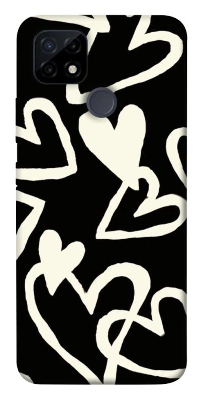 Чехол itsPrint Black and white hearts для Realme C21Y, любовь, купить оптом с доставкой
